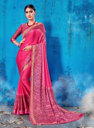 Add This Lovely Printed Saree To Your Wardrobe In Pink Color Paired With Magenta Pink Colored Blouse. This Saree And Blouse Are Soft Silk Based Which Is Durable And Gives A Rich Look To Your Personality. Buy Now.