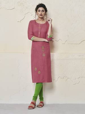 Simple Kurti Is Here To Add Into Your Wardrobe With This Readymade Kurti In Pink Color Fabricated On Rayon. This Kurti Is Light Weight And Available In All Regular Sizes. 