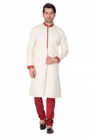 This Festive And Wedding Season Adorn A Proper Traditional Look Wearing?This Designer Readymade Sherwani With Bottom Which Is Cotton Silk Based. Its Fabric Has Rich Feel And Light In Weight, Also It Is Available In All Sizes. Choose As Per Your Desired Fit And Comfort. Buy Now.