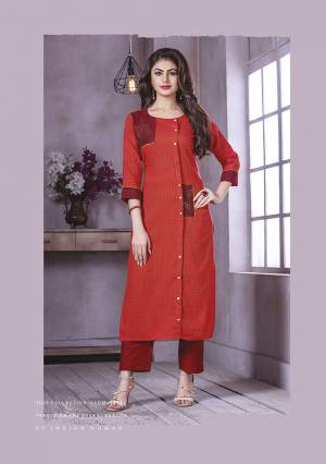 Grab This Pretty Readymade Kurti In Red Color Fabricated On Rayon. This Kurti Is Light Weight And Easy To Carry All Day Long. 
