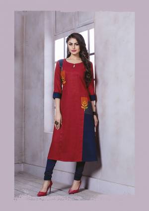 Grab This Pretty Readymade Kurti In Red Color Fabricated On Rayon. This Kurti Is Light Weight And Easy To Carry All Day Long. 
