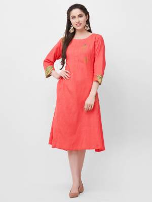 Simple And Elegant Looking Readymade Kurti Is Here For Your Semi-Casuals In Old Rose Pink Color. It Is Fabricated On Rayon and Available In All Regular Sizes. 