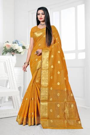 Adorn A Proper Traditional Look This Festive Season Wearing This Pretty Saree In Musturd Yellow Color. This Saree Is Fabricated on Cotton Silk Paired With Art Silk Fabricated Blouse. Buy This Lovely Saree Now.