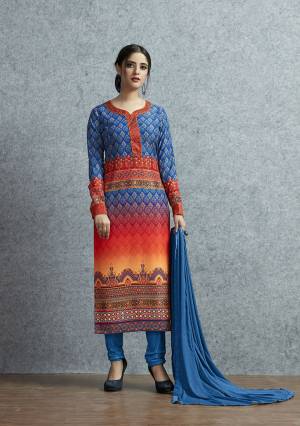 Grab This Pretty Printed Dress Material For Your Semi-Casual Wear. Its Lovely Top Is Fabricated On Muslin Cotton Beautified With Prints Paired With Santoon Bottom And Chiffon Fabricated Dupatta. Buy This Dress Material Now.