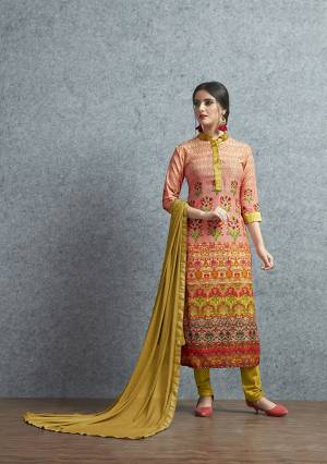 If Those Readymade Suit Does Nor Lend You The Desired Comfort Than Grab This Printed Dress Material And Get This Stitched As Per Your Desired Fit And Comfort. Its Top Is Muslin Cotton Based Paired With Santoon Bottom And Chiffon Fabricated Dupatta. 