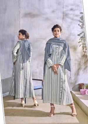 Flaunt Your Rich and Elegant Taste Wearing This Deisgner Readymade Kurti In White And Grey Color Paired With Grey Colored Scarf. This Kurti Is Fabricated On Handloom Cotton Paired With Rayon Fabricated Embroidered Scarf. 
