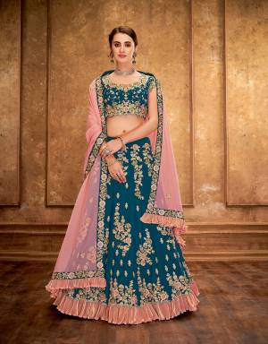 Inspired by India while adding an edge of a cheerful, contemporary style , this Blue lehenga is a perfect pick if you're an admirer or meticulous details and gorgeous flair. 