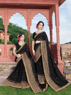 Celebrate This Festive And Wedding Season Wearing This Heavy Designer Saree In Black Color Paired With Black Colored Blouse. This Saree Is Fabricated On Georgette Paired With Art Silk Fabricated Blouse. Buy Now.