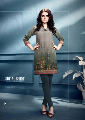 Add Some Casuals With This Readymade Short Kurti In Grey Color Fabricated On Crepe. It IS Beautified With Prints Which Is Light Weight And Easy To Carry All Day Long. 