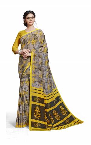 No More Worry For What To Wear At Your Place, Grab This Georgette?Fabricated Saree And Blouse Beautified With Prints All Over. This Saree Can Be Used As Uniform At Different Places Like Airports, Hospitals And Hotels?