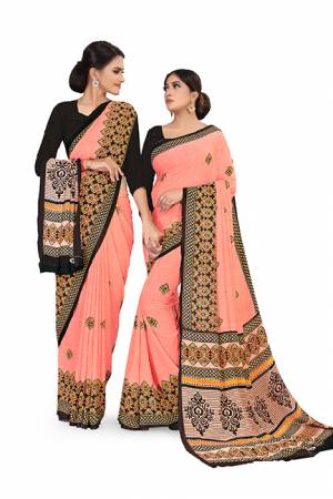 Comfort Is The First Priority When You Go To Your Work Place. So?Keeping Your Comfort In Mind This Printed Saree Is Designed As A Uniform For Your Work Place. This Saree And Blouse are Fabricated On Georgette Beautified With Prints Which Is Also Light In Weight And Easy To Carry All Day Long