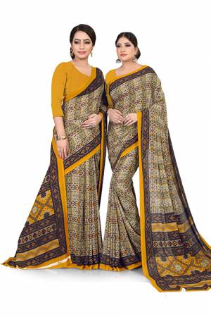 Comfort Is The First Priority When You Go To Your Work Place. So?Keeping Your Comfort In Mind This Printed Saree Is Designed As A Uniform For Your Work Place. This Saree And Blouse are Fabricated On Georgette Beautified With Prints Which Is Also Light In Weight And Easy To Carry All Day Long