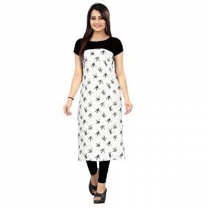 Here Is A Simple Readymade Kurti For Your Casual Wear Fabricated?on Crepe. You can Pair This Up Same Or Contrasting Colored Bottom. Its Fabric Is Soft Towards Skin And Easy To Carry All Day Long
