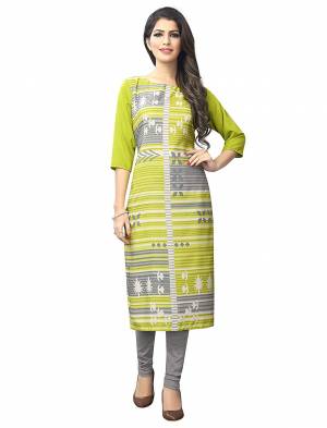 Here Is A Simple Readymade Kurti For Your Casual Wear Fabricated?on Crepe. You can Pair This Up Same Or Contrasting Colored Bottom. Its Fabric Is Soft Towards Skin And Easy To Carry All Day Long