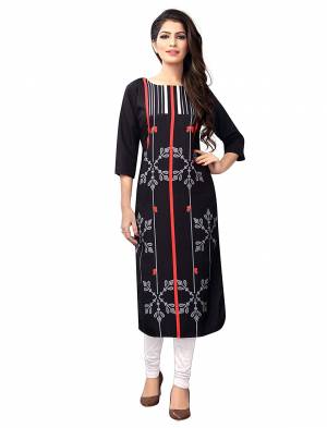 Here Is A Simple Readymade Kurti For Your Casual Wear Fabricated?on Crepe. You can Pair This Up Same Or Contrasting Colored Bottom. Its Fabric Is Soft Towards Skin And Easy To Carry All Day Long.