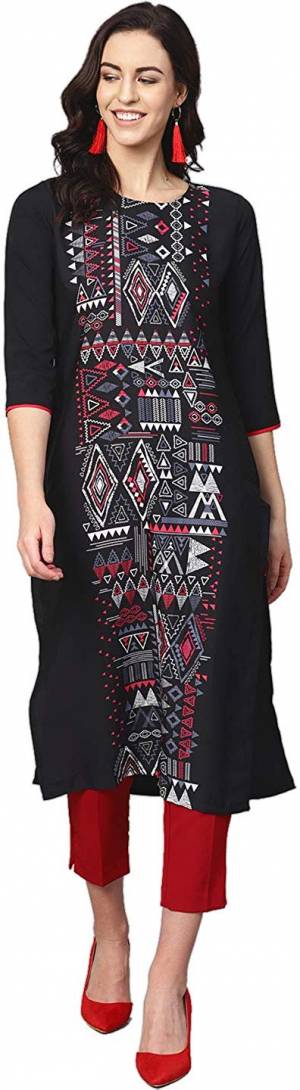 Here Is A Simple Readymade Kurti For Your Casual Wear Fabricated?on Crepe. You can Pair This Up Same Or Contrasting Colored Bottom. Its Fabric Is Soft Towards Skin And Easy To Carry All Day Long.
