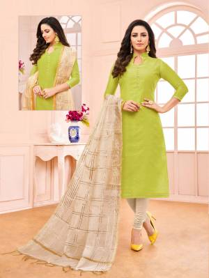Grab This Very Pretty And Elegant Looking Straight Suit In Pink Colored Top Paired With Off-White Colored Bottom And Dupatta, Its Top IS Modal Based Paired With Cotton Bottom And Chanderi Fabricated Dupatta. Buy Now.