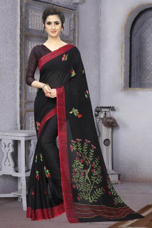 Simple And Elegant Looking Saree Is Here In Black Color For Your Semi-Casuals Or Festive Wear. This Saree And Blouse Are Fabricated On Soft Cotton Beautified With Prints. It Is Light In Weight, Easy To Drape And Also Durable. 