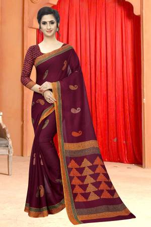 Simple And Elegant Looking Saree Is Here In Maroon Color For Your Semi-Casuals Or Festive Wear. This Saree And Blouse Are Fabricated On Soft Cotton Beautified With Prints. It Is Light In Weight, Easy To Drape And Also Durable. 
