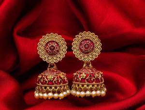 Grab The New Trendy Jhumkas To Pair Up With Your Traditional Attire. You Can Pair This Up Same Or Contrasting Colored Attire. Also These Lovely Jhumka Earrings Will Definitely Earn You Lots Of Compliments From Onlookers. 