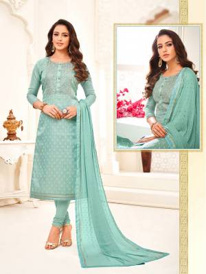 Grab this Very Beautiful Straight Suit In All Over Light Blue Color. This Dress Material Is Fabricated On Satin Linen Top Paired With Cotton Bottom And Chiffon Fabricated Dupatta. All Its Fabrics are Soft Towards Skin And Ensures Superb Comfort All Day Long. 