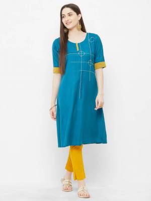 Add This Beautiful And Elegant Looking Readymade kurti To Your Wardrobe In Blue Color. This Pretty Kurti Is Fabricated On Satin Which Is Soft Towards Skin And Ensures Superb Comfort All Day Long, 