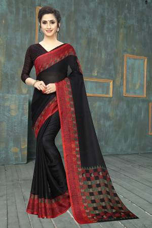 Add This Pretty Elegant Looking Saree To Your Wardrobe In Black Color. This Saree And Blouse Are Soft Cotton Based Which Gives A Rich Look To Your Personality. Buy Now