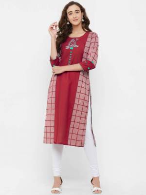 Rich Looking Designer Readymade Kurti Is Here In Red Color. This Printed kurti Is Cotton Based Which Gives A Rich Look To Your Personality. 