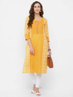 Rich Looking Designer Readymade Kurti Is Here In Musturd Yellow Color. This Printed kurti Is Cotton Based Which Gives A Rich Look To Your Personality. 