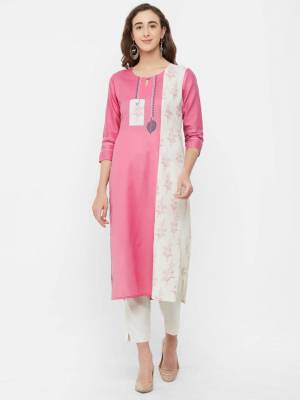 Here Is A Beautiful Kurti For Your Semi-Casuals In Pink Color. This Readymade Kurti IS Fabricated on Linen Which IS Durable And Gives A Rich Look To Your Personality.