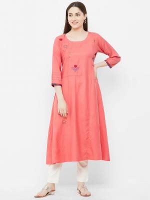 Here Is A Pretty Kurti For Your Casual And Semi-Casual Wear In Cobalt Old Rose Pink Color Fabricated On Rayon. It Is Light In Weight And Soft Towards Skin Which IS Easy To Carry all Day Long. 