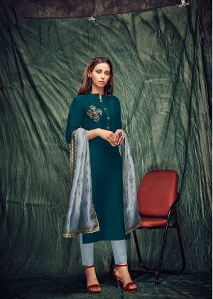 Go With The Pretty Shades Of Blue Wearing This Readymade Kurti In Teal Blue Color Paired With Baby Blue Colored Dupatta. Its Top Is Soft Silk Based Paired With Digital Silk Dupatta. Buy This Pretty Pair Of Kurti and Dupatta Now.