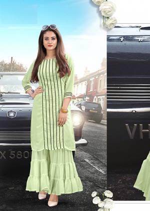 Look Pretty In This Lovely Readymade Kurti In Light Green Color Paired With Light Green Colored Bottom. This Kurti And Bottom Are Fabricated On Georgette Which IS Light Weight And Easy To Carry All Day Long. 