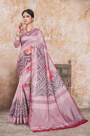 Add This Pretty Saree For Your Semi-Casual Wear In Mauve Color. This Saree And Blouse Are Fabricated On Art Silk Beautified With Floral Digital Prints. 