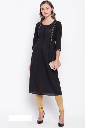 Add Some Casuals With This Pretty Kurti In Black Color Fabricated On Cotton. This Readymade Kurti Is Soft Towards Skin And Easy To Carry all Day Long. Buy Now.