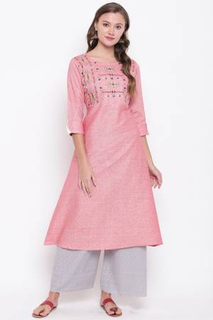 Simple And Elegant Looking Readymade Kurti Is Here In Pink Color Fabricated On Cotton. It Is Light Weight And Suitable For Your Casual Wear.