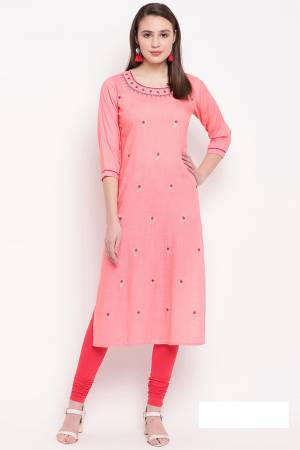 Here Is A Pretty Elegant Looking Readymade Straight Kurti Is Here In Pink Color Fabricated On Rayon. This Pretty Kurti IS Suitable For Your Casual Or Semi-Casual Wear. 