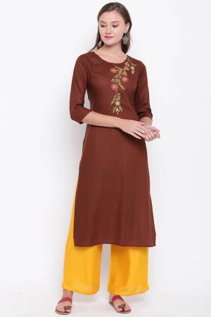 Simple And Elegant Looking Readymade Kurti Is Here In Brown Color Fabricated On Rayon. It Is Light Weight And Suitable For Your Casual Wear.