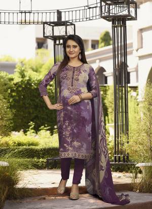 Beat The Heat This Summer Wearing This Simple and Elegant looking Printed Straight Suit In Purple Color. This Dress Material Is Fabricated On Crepe Paired With Georgette Fabricated Dupatta. Buy This Pretty Digital Printed Suit With Embroidery Now.