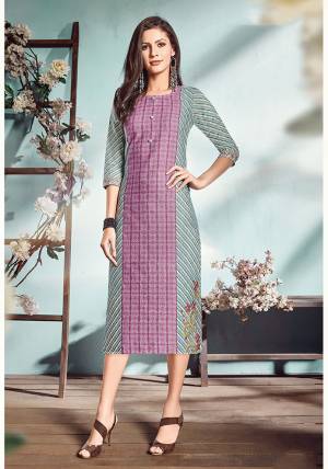 Add This Pretty Purple And Blue Colored Readymade Kurti To Your Wardrobe Fabricated on Cotton Flex. It Is Beautified With Digital Prints And You Can Pait This Up Contrasting Colored Leggings, Plazzo Or Pants. 