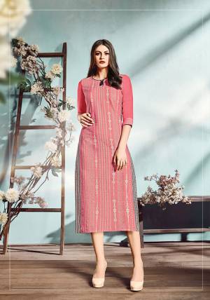 Rich And Elegant Looking Designer Readymade Straight Kurti Is Here In Pink Color. This Pretty Kurti Is Fabricated on Cotton Flex Beautified With Prints All Over. It Is Available In All Regular Sizes. Buy Now.