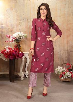 Look Pretty In This Designer Pair Of Readymade Kurti And Pants In Magenta Pink And Dusty Pink Color Respectively. This Kurti And Bottom Are Fabricated On Cotton Silk Which Also Gives A Rich Look To Your Personality. 