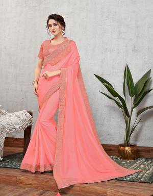 Giving a taste of perfection and subtlety in one, this vibrant Dark Peach saree will serve the right purpose for your in-between festivities. 