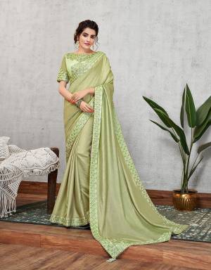 Bringing the best of traditions and feminine style , this pastel green saree in simplicity at its best. Pair with subtle jewels and keep the look minimal. 