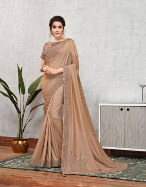 Headlining the sheer essence of timelessness and elegance, this delicate light brown saree is appealing and statement-making in its own way. 