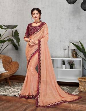 Blending the new-age colors with classic style, this frilly pastel saree is a contemporary classic meant to oook good in any occasion. 