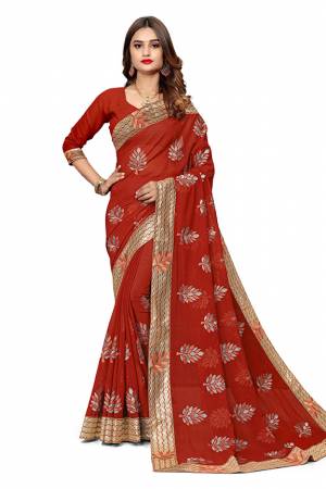 Add This Pretty Designer Saree To Your Wardrobe In Red Color. This Saree Is Fabricated On Georgette  Paired With Georgette Fabricated Blouse. It Is Beautified With Heavy Attractive Embroidery. 