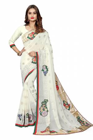 Add This Pretty Designer Saree To Your Wardrobe In White Color. This Saree Is Fabricated On Georgette  Paired With Georgette Fabricated Blouse. It Is Beautified With Heavy Attractive Embroidery. 