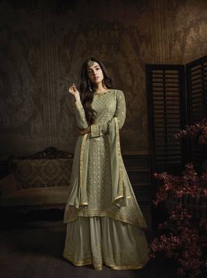 This Season Is About Subtle Shades And Pastel Play, So Grab This Beautiful Designer Indo-Western Suit In Pastel Green Color. Its Top And Bottom Are Georgette Based Paired With Chiffon Fabricated Dupatta. Buy Now.