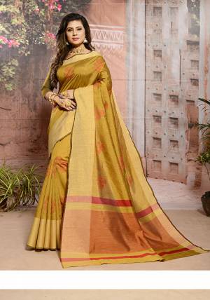 Pretty Elegant Looking Saree Is Here In Olive Green Color. This Saree Is Fabricated On Cotton Silk Beautified With Thread Work. Its Fabric Is Soft Towards Skin, Durable And Easy To Carry All Day Long. 